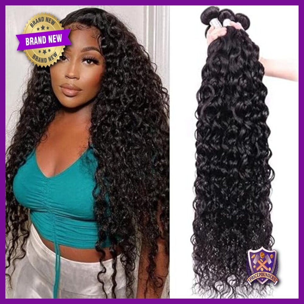 Brazilian Water Wave Human Hair Bundles 4 Count 18-24 Inch Extensions